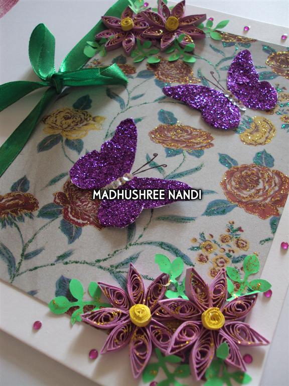 Printed Base With Glitter Butterflies & Flowers Greeting Card image Printed Base With Glitter Butterflies & Flowers Greeting Card image