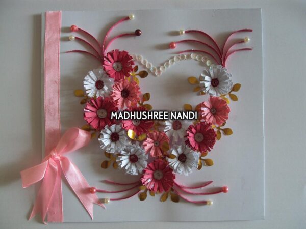 Special Pink Flowers With Ribbon Greeting Card image Special Pink Flowers With Ribbon Greeting Card image