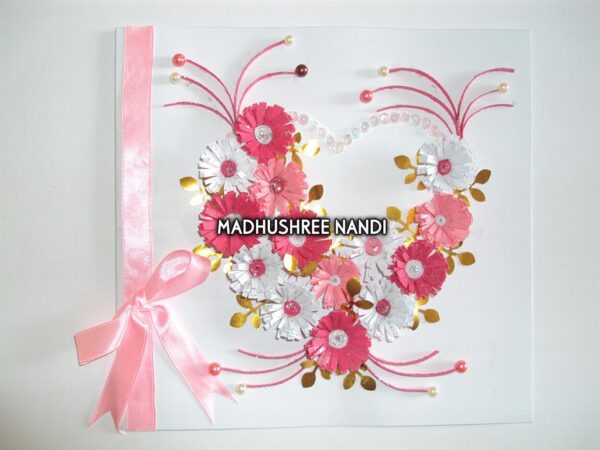 Special Pink Flowers With Ribbon Greeting Card image Special Pink Flowers With Ribbon Greeting Card image
