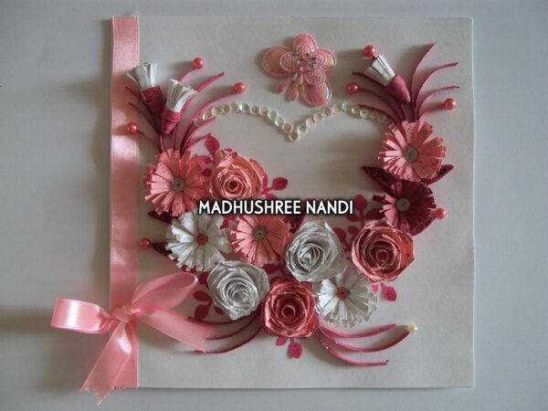 Pink Flowers In Heart With Roses Greeting Card image Pink Flowers In Heart With Roses Greeting Card image