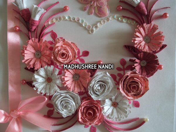 Pink Flowers In Heart With Roses Greeting Card image Pink Flowers In Heart With Roses Greeting Card image