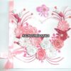 Pink Flowers In Heart With Roses Greeting Card image Pink Flowers In Heart With Roses Greeting Card image