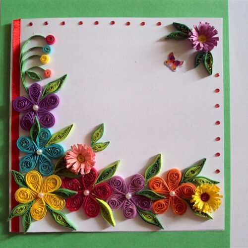 Colorful Flowers Border Greeting Card image