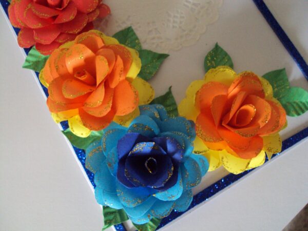 Beautiful Big Flowers with Doily Greeting Card image Beautiful Big Flowers with Doily Greeting Card image