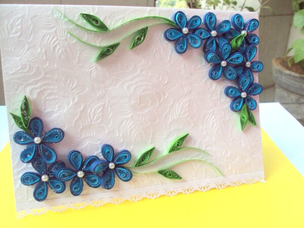 Awesum Shaded Blue Flowers Corner Greeting Card image Awesum Shaded Blue Flowers Corner Greeting Card image