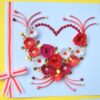 Red Flowers and Roses in Heart Greeting Card image Red Flowers and Roses in Heart Greeting Card image