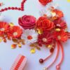 Red Flowers and Roses in Heart Greeting Card image Red Flowers and Roses in Heart Greeting Card image