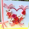 Red Flowers and Roses in Heart Greeting Card image Red Flowers and Roses in Heart Greeting Card image