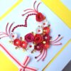 Red Flowers and Roses in Heart Greeting Card image Red Flowers and Roses in Heart Greeting Card image