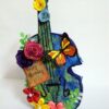 Handmade Paper Guitar with Quilled Flowers image Handmade Paper Guitar with Quilled Flowers image