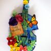 Handmade Paper Guitar with Quilled Flowers image Handmade Paper Guitar with Quilled Flowers image