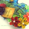 Handmade Paper Guitar with Quilled Flowers image Handmade Paper Guitar with Quilled Flowers image