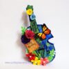 Handmade Paper Guitar with Quilled Flowers image Handmade Paper Guitar with Quilled Flowers image