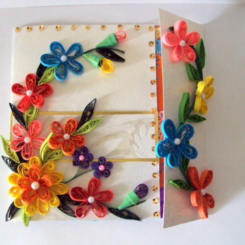 Multicolor Flowers Mini Scrapbook Greeting Card image
