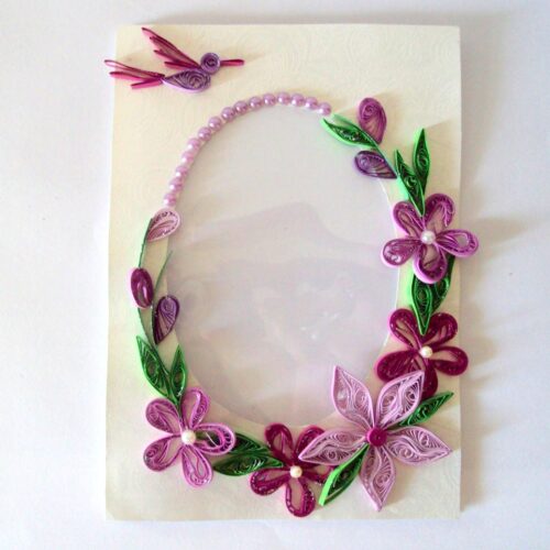 Purple Themed Photo Frame Greeting Card image