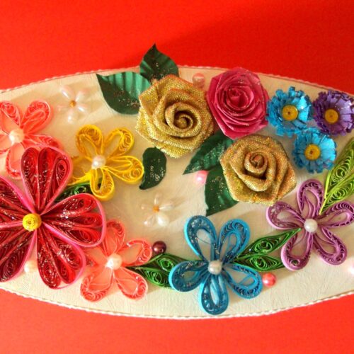 Multicolor Flowers Quilled Decorated Gift Box image