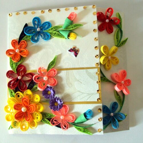 Multicolor Flowers Mini Scrapbook Greeting Card image