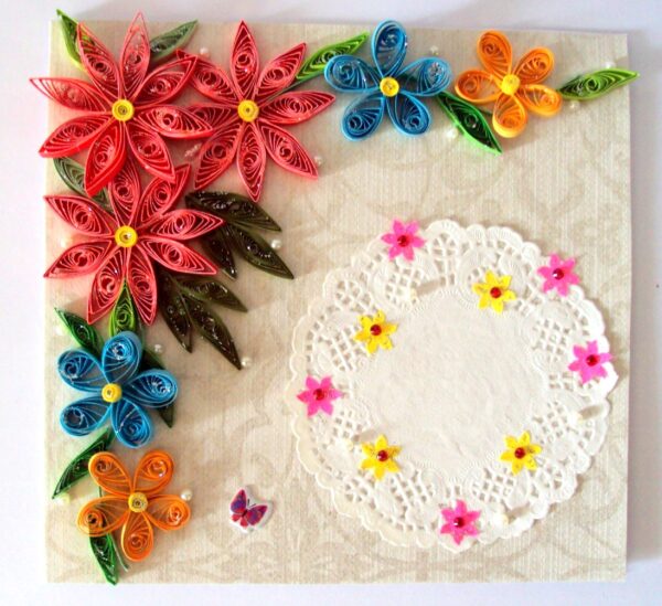 Multicolor Flowers Corner Handmade Greeting Card image Multicolor Flowers Corner Handmade Greeting Card image