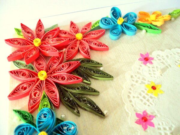 Multicolor Flowers Corner Handmade Greeting Card image Multicolor Flowers Corner Handmade Greeting Card image