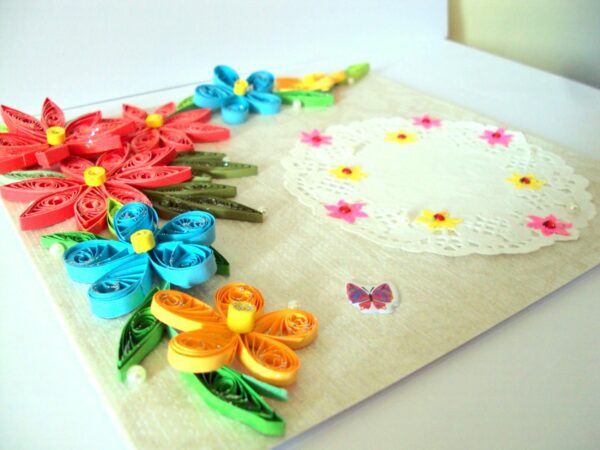 Multicolor Flowers Corner Handmade Greeting Card image Multicolor Flowers Corner Handmade Greeting Card image