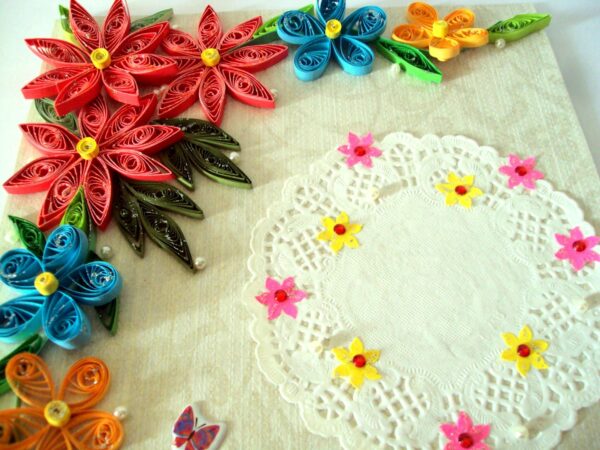 Multicolor Flowers Corner Handmade Greeting Card image Multicolor Flowers Corner Handmade Greeting Card image
