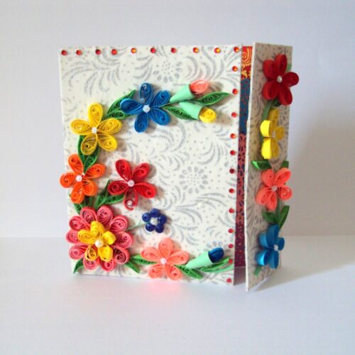 Multicolor Flowers Mini Scrapbook Greeting Card image