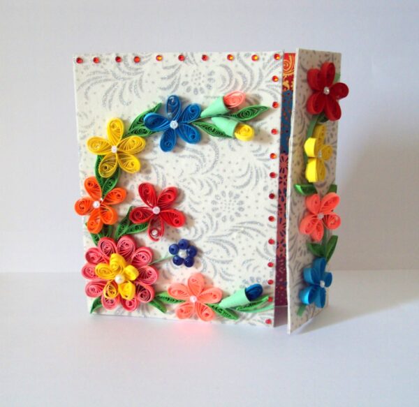 Multicolor Flowers Mini Scrapbook Greeting Card image Multicolor Flowers Mini Scrapbook Greeting Card image