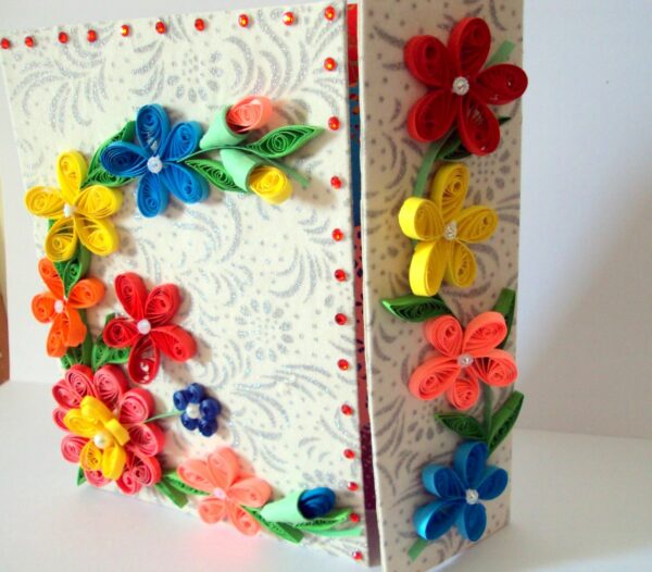 Multicolor Flowers Mini Scrapbook Greeting Card image Multicolor Flowers Mini Scrapbook Greeting Card image