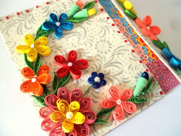 Multicolor Flowers Mini Scrapbook Greeting Card image Multicolor Flowers Mini Scrapbook Greeting Card image