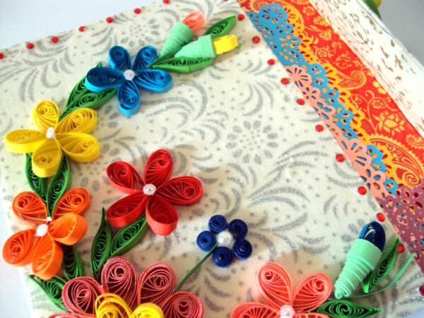 Multicolor Flowers Mini Scrapbook Greeting Card image Multicolor Flowers Mini Scrapbook Greeting Card image