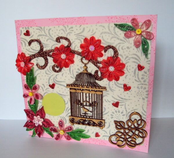 Love Themed Bird Cage Mini Scrapbook Greeting Card image Love Themed Bird Cage Mini Scrapbook Greeting Card image