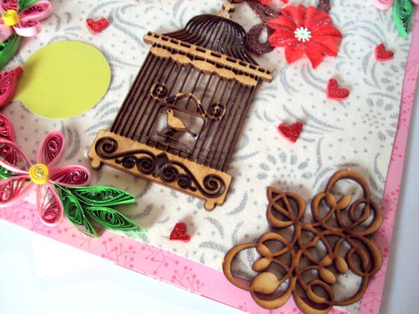 Love Themed Bird Cage Mini Scrapbook Greeting Card image Love Themed Bird Cage Mini Scrapbook Greeting Card image