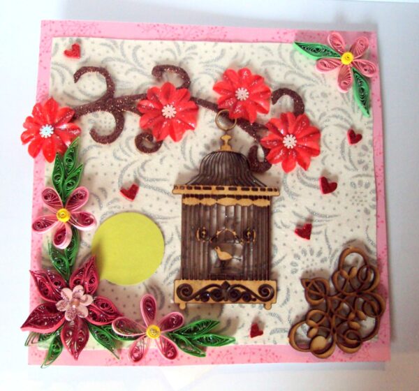 Love Themed Bird Cage Mini Scrapbook Greeting Card image Love Themed Bird Cage Mini Scrapbook Greeting Card image
