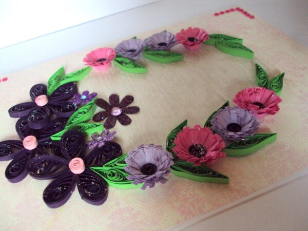 Purple Themed Flowers in Circle Greeting Card image Purple Themed Flowers in Circle Greeting Card image
