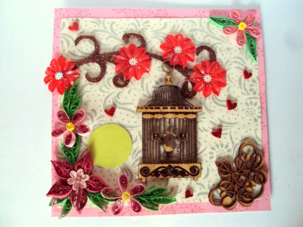 Love Themed Bird Cage Mini Scrapbook Greeting Card image Love Themed Bird Cage Mini Scrapbook Greeting Card image