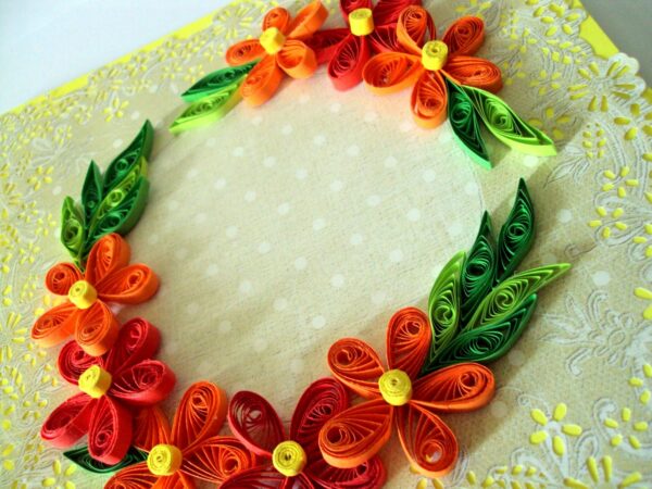 Yellow Themed Orange and Red Flowers Greeting Card image Yellow Themed Orange and Red Flowers Greeting Card image