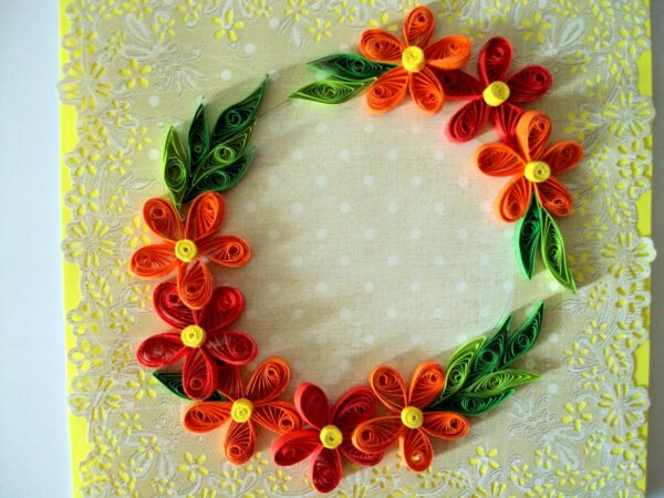 Yellow Themed Orange and Red Flowers Greeting Card image Yellow Themed Orange and Red Flowers Greeting Card image