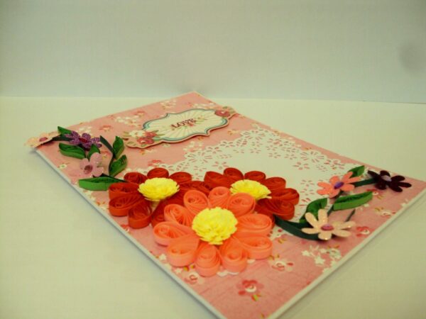 Red And Pink Quilled Flowers Love Greeting Card image Red And Pink Quilled Flowers Love Greeting Card image