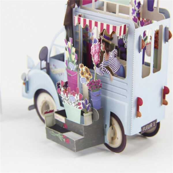 3D Pop up Truck With Flowers Birthday Greeting Card Gift image 3D Pop up Truck With Flowers Birthday Greeting Card Gift image