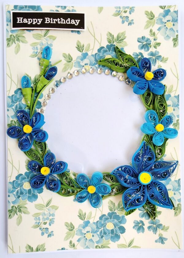 IMG20220331084639 Sparkling Blue Quilled Flowers Birthday card