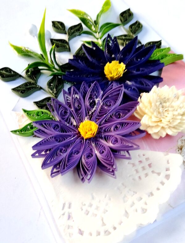 IMG20220501183237 Sparkling Quilled Assorted Flowers Card - Violets