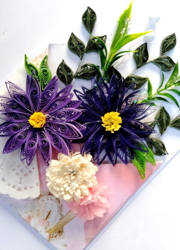 IMG20220501183245 Sparkling Quilled Assorted Flowers Card - Violets