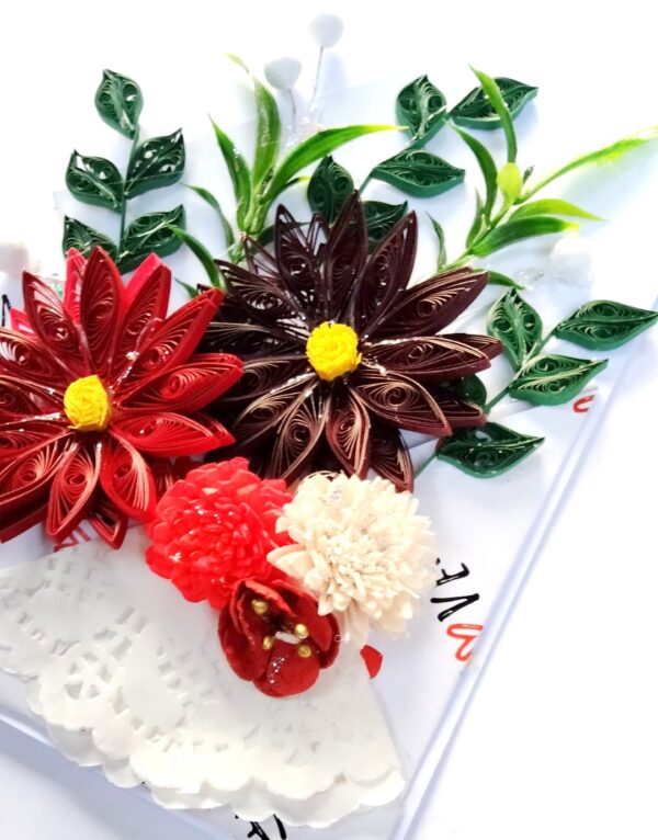 IMG20220501183505 Sparkling Quilled Assorted Flowers Card - Reds