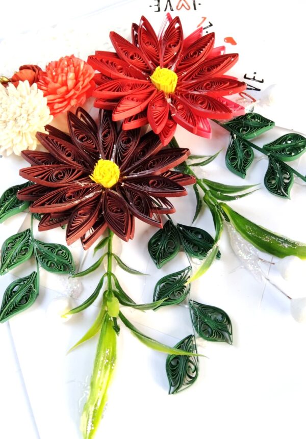 IMG20220501183515 Sparkling Quilled Assorted Flowers Card - Reds