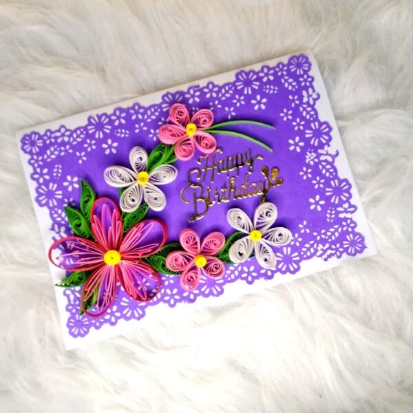 IMG20220821201845 Multicolor quilled flowers birthday card