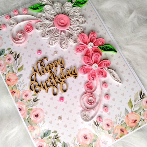 IMG20220823210728 Sparkling Quilled Assorted Flowers Card - White