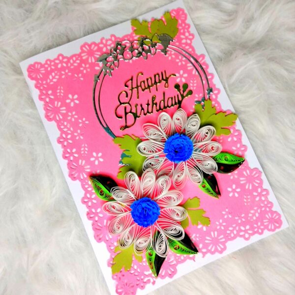 IMG20220823210841 Sparkling White Quilled Flowers Birthday card