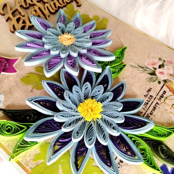 IMG20220829164500 Sparkling Blue Quilled Flowers Birthday card