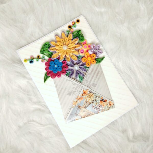 IMG20220904151910 Quilled flowers in envelope greeting card