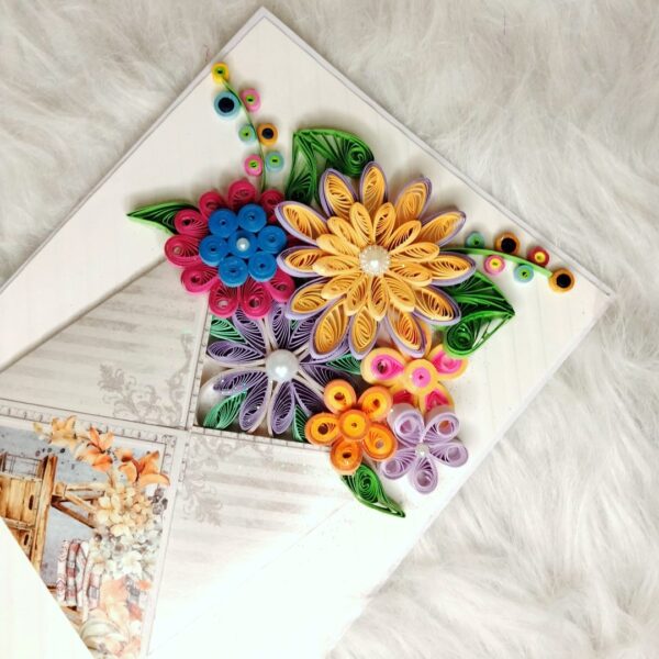 IMG20220904151927 Quilled flowers in envelope greeting card